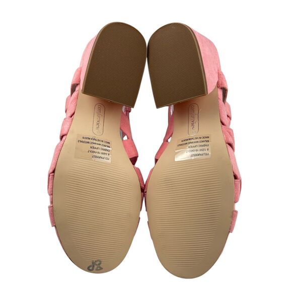 Comfortview Felipa Sandals Women’s Size 8.5W Pink Faux Suede Block Heel Strappy - Picture 8 of 11